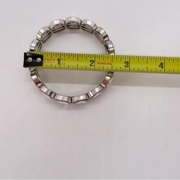 Silver Tone Stretch Rhinestones Bracelet - Picture 4 of 4